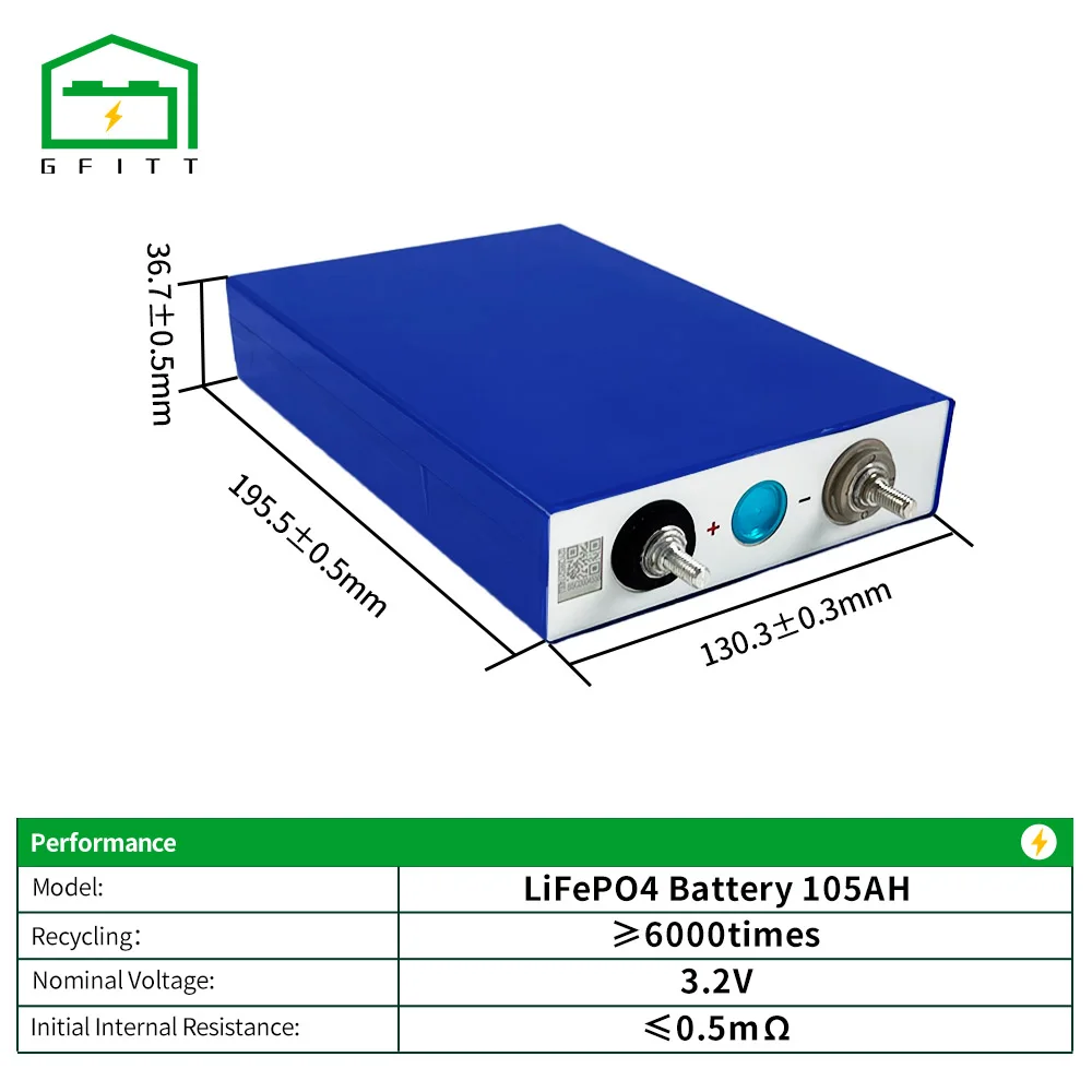 New 4/8/16/32PCS 3.2V Lifepo4 105AH Battery Grade A DIY 12V 24V 48V Rechargeable Batteries Pack For RV Boat Cell EU US duty free