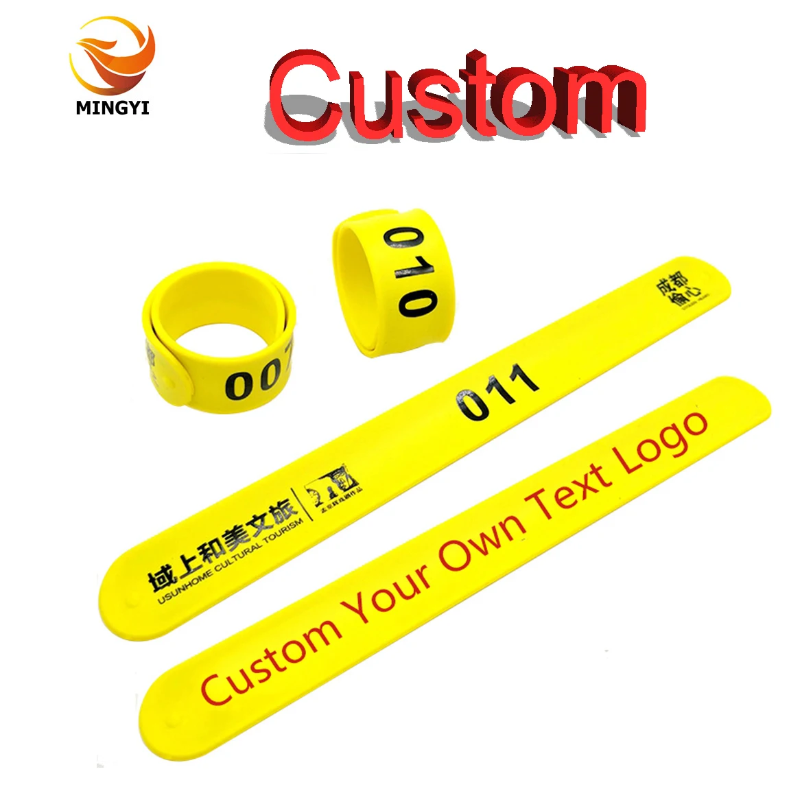 

100PCS / 200PCS / 50pcs Custom Logo Text Silicone Slap Bracelet Rubber Snap Band Wristband Recycled Slap Bracelets for Promotion