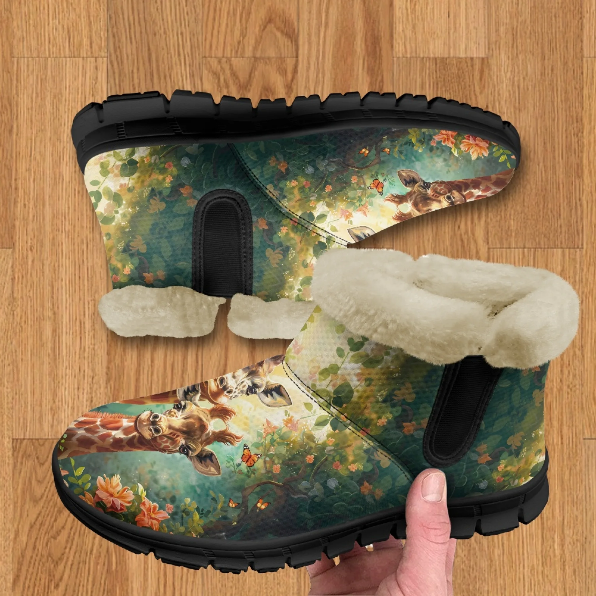 INSTANTARTS/женские зимние ботинки для пары с принтом жирафа повседневная мягкая