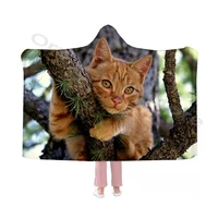 cute cat print hooded blankets and fancy capes warm and soft flannel blankets for adults and children for all seasons