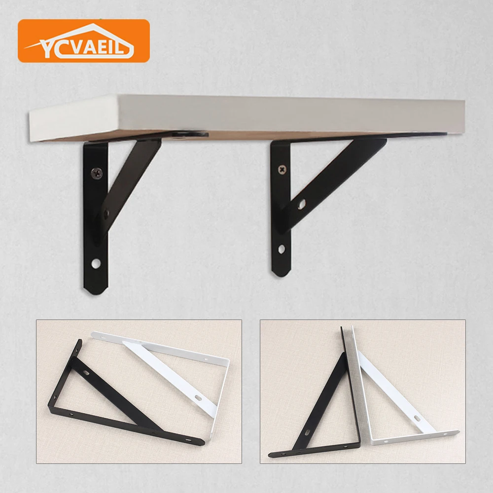 

2pcs Shelf Bracket Triangle Metal Wall Shelves Black White 6-12 Inch Heavy Support Frame Furniture Fitting Shelves Bracket
