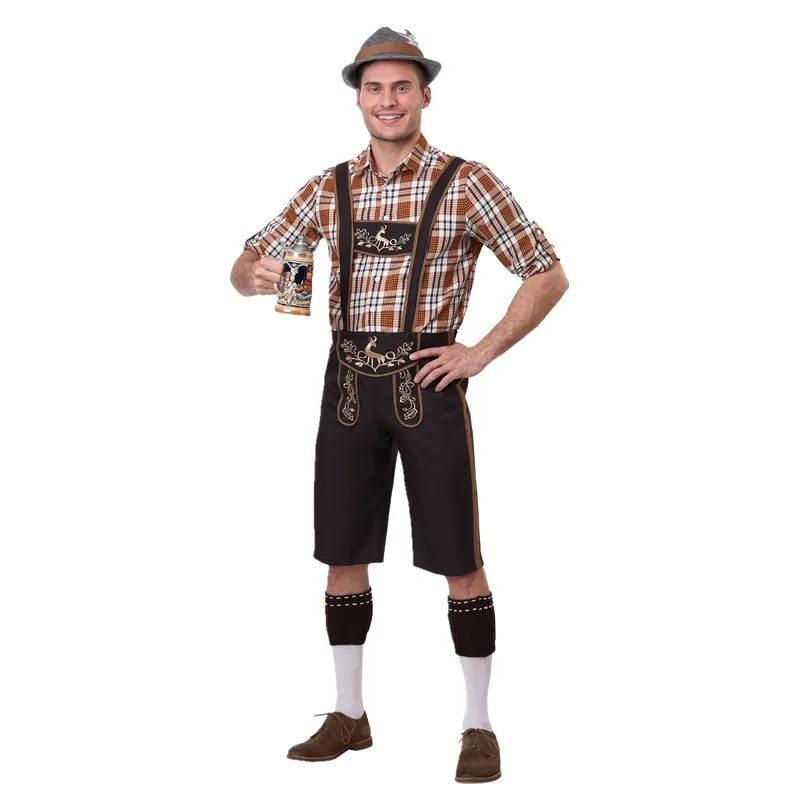 

Mens Oktoberfest Bavarian Suspenders Lederhosen Women Beer Costume German Uniform