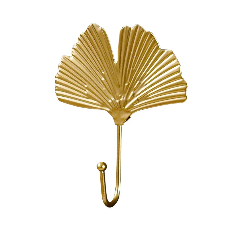 Nordic Style Decorate Leaf Hook Gold Luxury Creative Storage Hook Bathroom Accessories Key Hooks Holder Wall Coat Rack Hangers images - 6