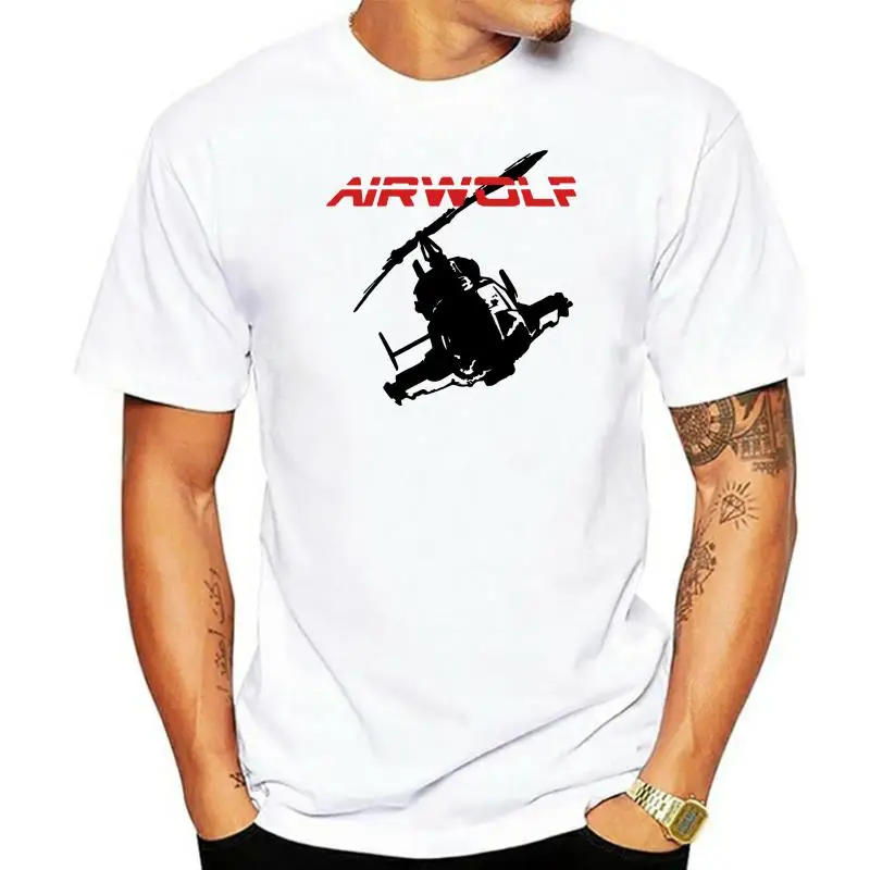 Футболка Airwolf в стиле ретро с вертолетом Классическая мужская футболка 80-х для