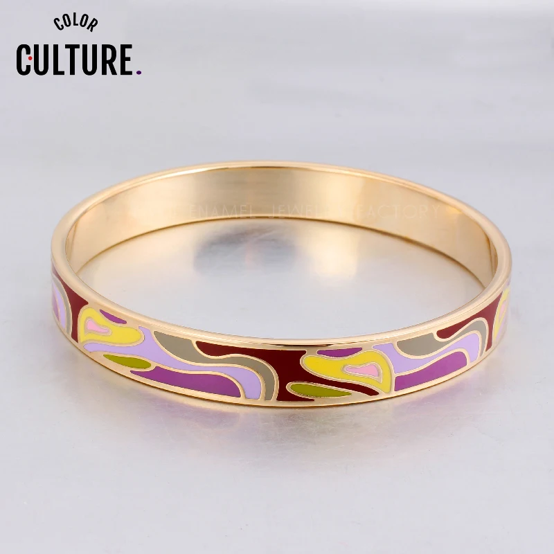 

New Arrival Elegant Classic Vintage Bangle Stainless Steel Metal Enamel Bracelet for Women Trendy Jewelry