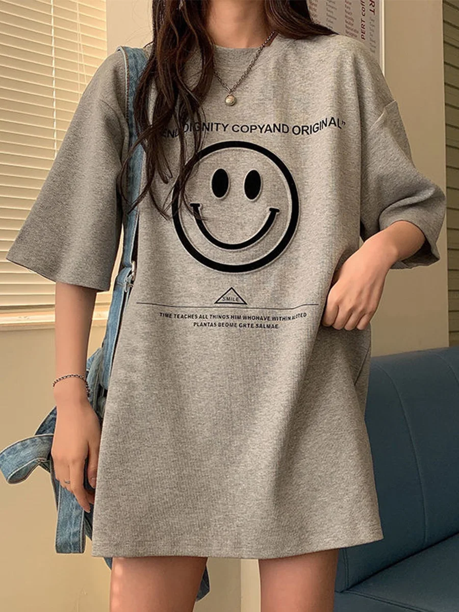 Футболка женская в стиле Харадзюку крутая серая уличная одежда с забавным