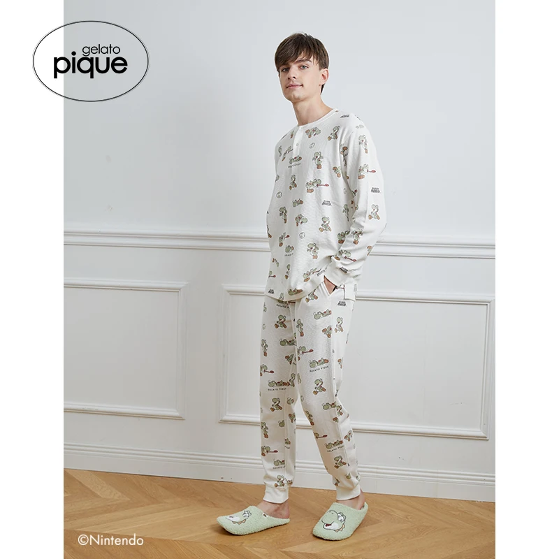 Home wear Gelato Pique Men Pajama  Cotton Couple Pajamas