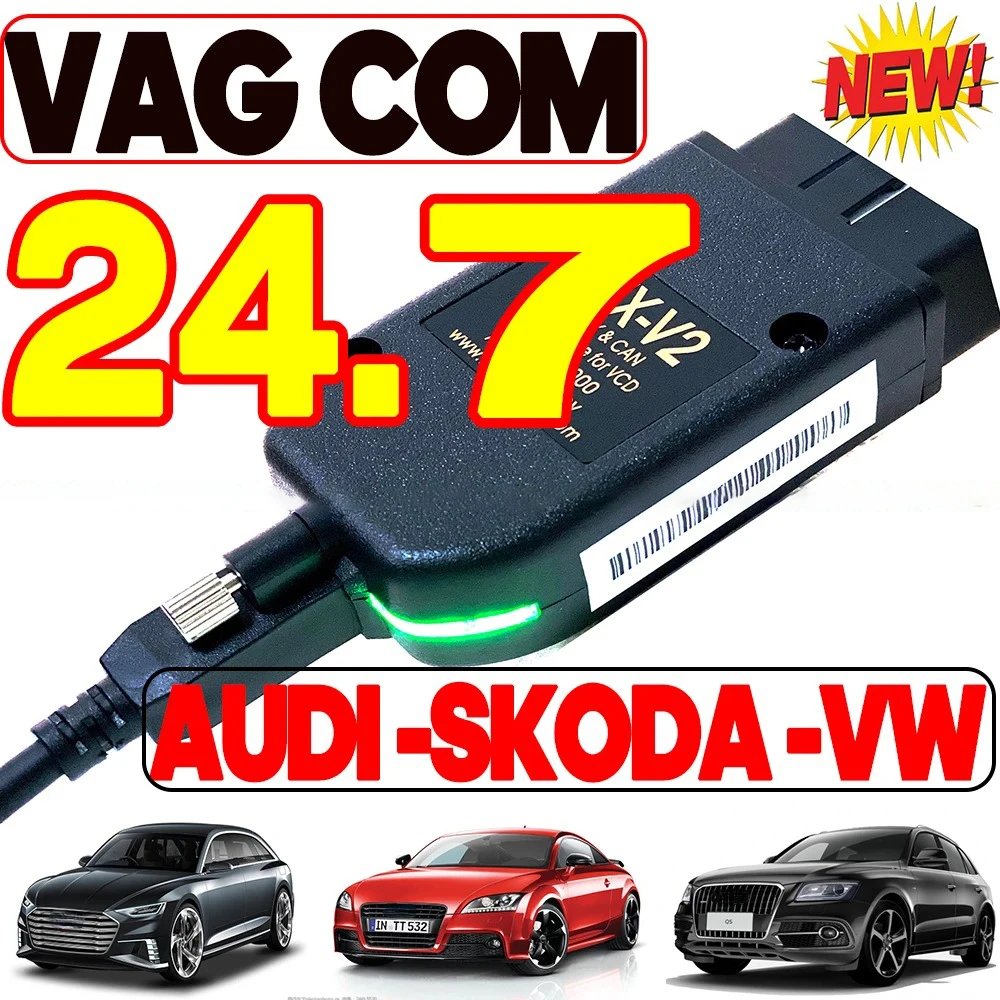 2024 VCDS VAGCOM V24.7 HEX V2 VAG сканер Инструменты USB интерфейс для VW AUDI Skoda Seat Unlimited VIN Atmega162 OBD автомобильные аксессуары (art.: 3920c9706c381) - 3920c9706c381
