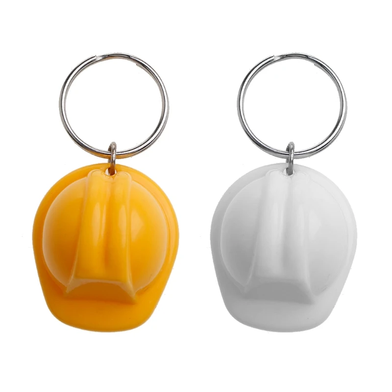 

Plastic Helmet Hard Hat Keychain Event Holiday Creative Practical-Yellow/White Color Safety Helmet Keychain Jewelry Gift