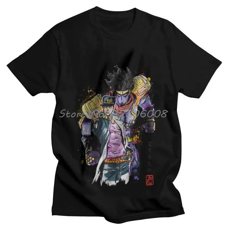 

Male Jojo Bizarre Adventure Japan Anime T-Shirt Jotaro Kujo Manga Tshirt Short Sleeve Hip Hop T Shirt Cotton Tee Tops Gift