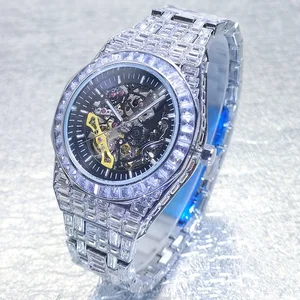 Fully Iced Out Top Brand Sapphire Glass Mechanical Watch Luxury Men Automatic Wristwatch Luminous St