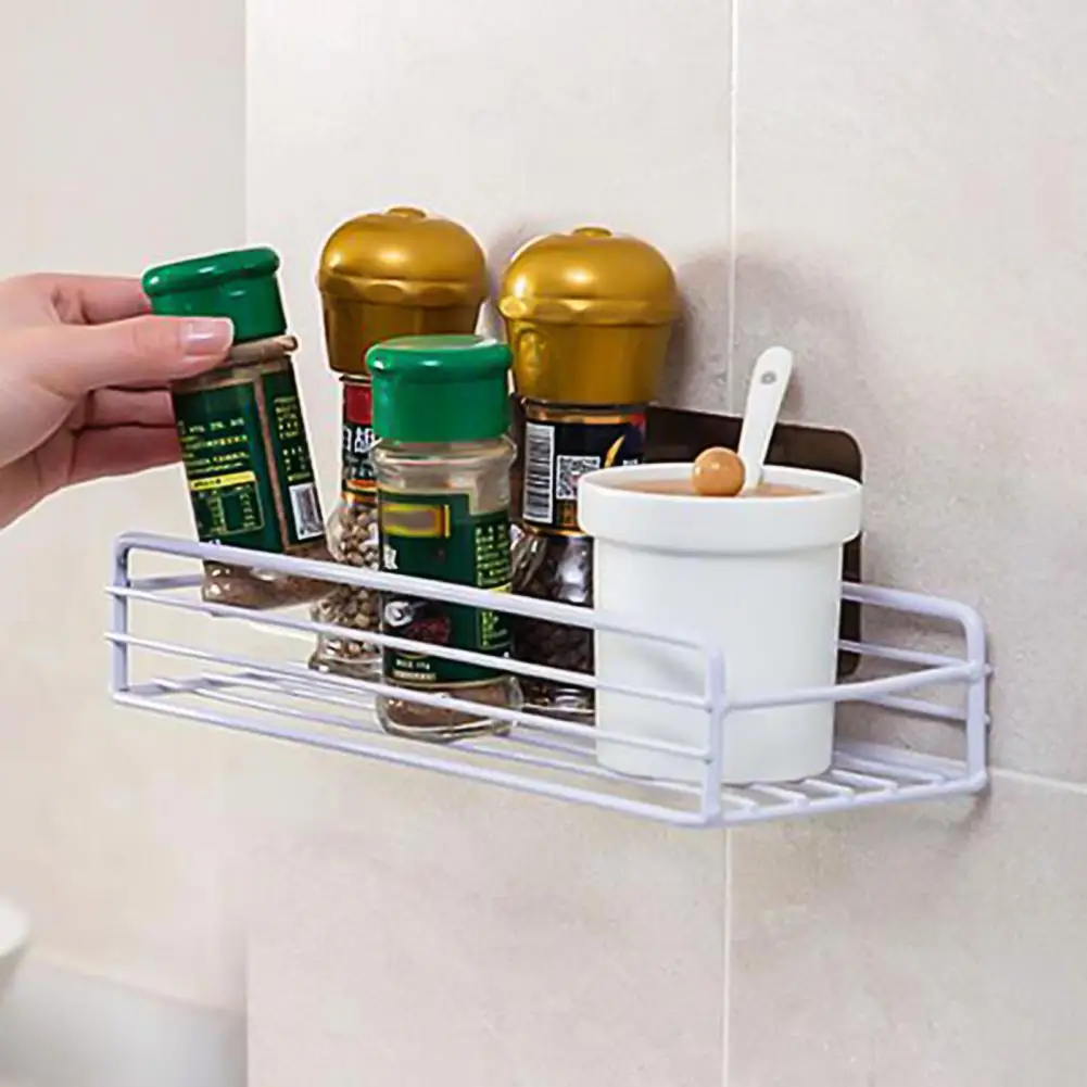 

Extra Kitchen Organizer Rust-proof Floating Shelves Stylish Metal Frame Storage for Bathroom Bedroom Kitchen Easy to for Hooks