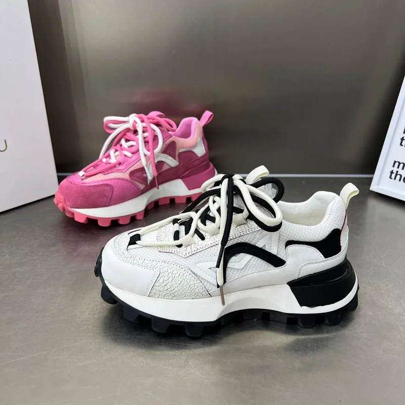 

Новинка 2023, женская спортивная обувь на толстой подошве, удобная Уличная обувь на плоской подошве, женская модная спортивная обувь на высокой платформе со шнуровкой