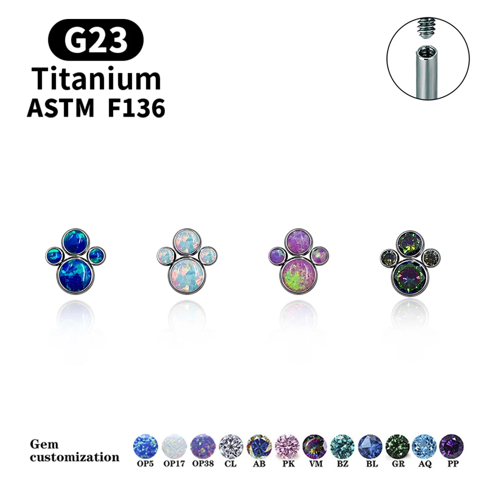 

Korean Fashion Opal Earrings High Quality G23 F136 Titanium Earrings Labret Lip Stud Piercing Jewelry 2021 Women's Earrings