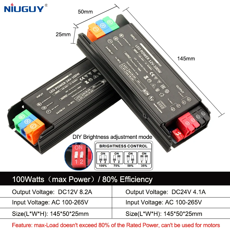 

LED трансформатор алюминиевый 60-400Вт DC 12/24В