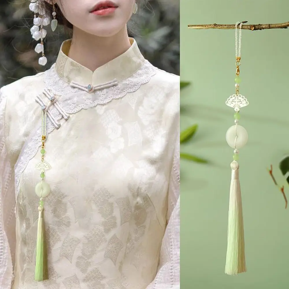 

Chinese Style Women Hanfu Ornament Handmade Long Tassel Butterfly Imitation Pearl Temperament Brooch Waist Cheongsam Accessory
