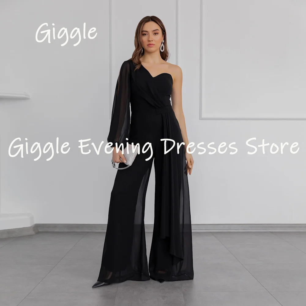 

Шифоновое платье-Русалка на одно плечо с оборками Giggle, популярное официальное платье для выпускного вечера, элегантное вечернее платье в пол, женское платье, модель 2023 года