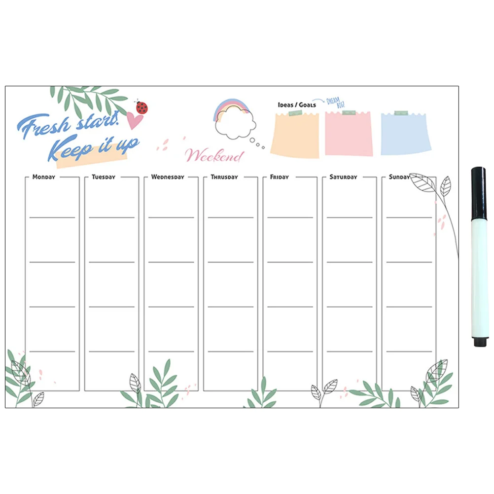 

Weekly Whiteboard Stickers Dry Erase Calendar Magnetic Refrigerator Wall Fridge