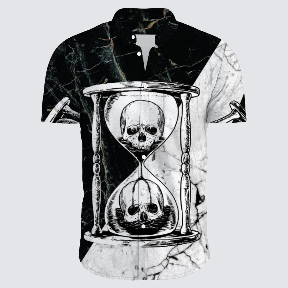

Fashion Personality Men's Clothing 2022 New Summer Hourglass Skull 3D Print Hawaiian Shirt Short Sleeve Men's Top Streetwear
