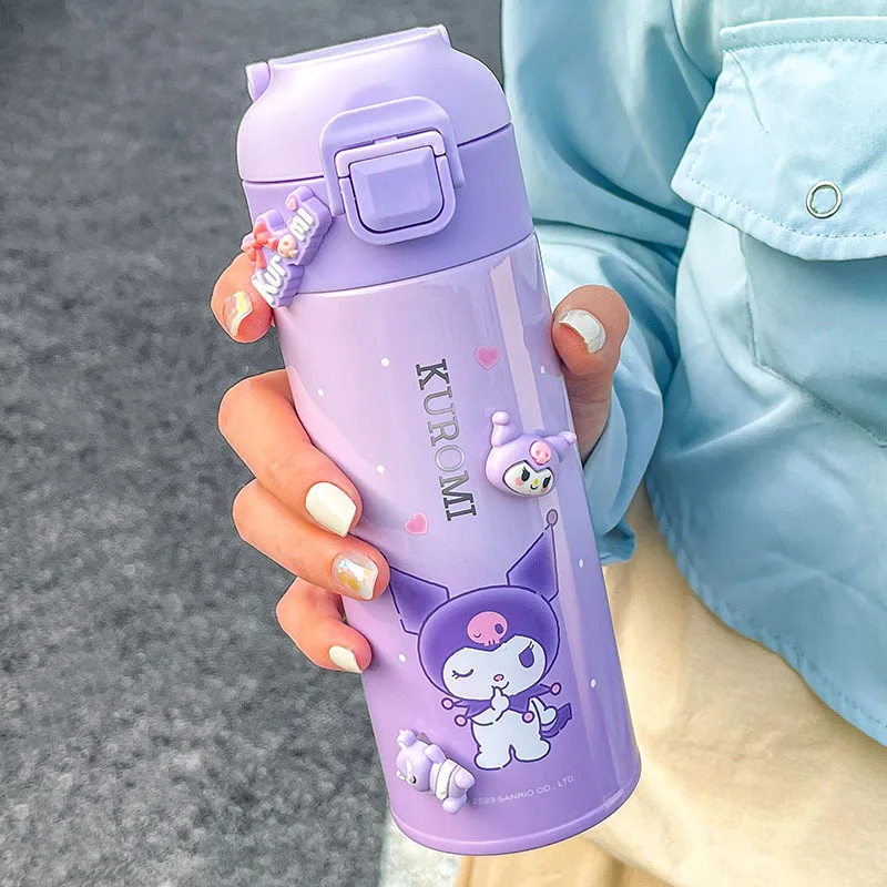 

400Ml/500Ml Sanrios Kuromi Thermal Cup My Melody Cinnamoroll Doll 304 Stainless Steel Girls Kawaii Portable Water Bottle Gift