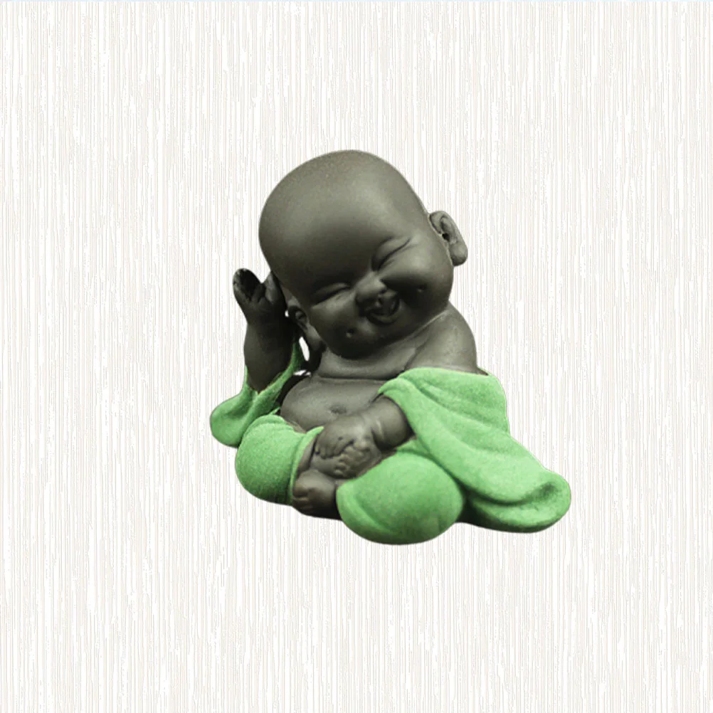 

Healifty Little Buddha Figurine Laughing Baby Buddha Statue Sculpture Lucky Gift Home Feng Shui Table Decorations Light Green