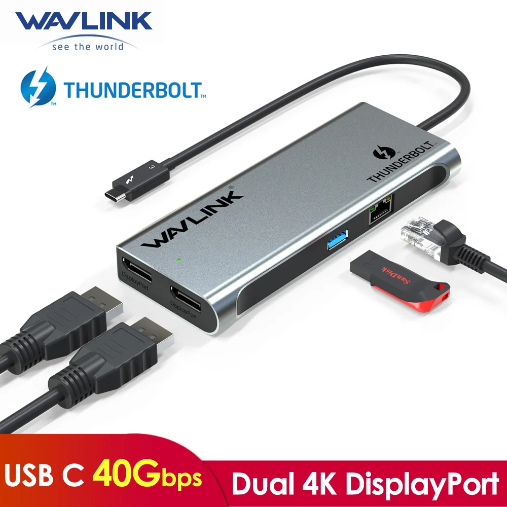 

Док-станция Thunderbolt 3 Dual 4K @ 60 Гц, USB C, USB 3,0 Gigabit Ethernet Dual 4K DisplayPort MacBook Pro OSX
