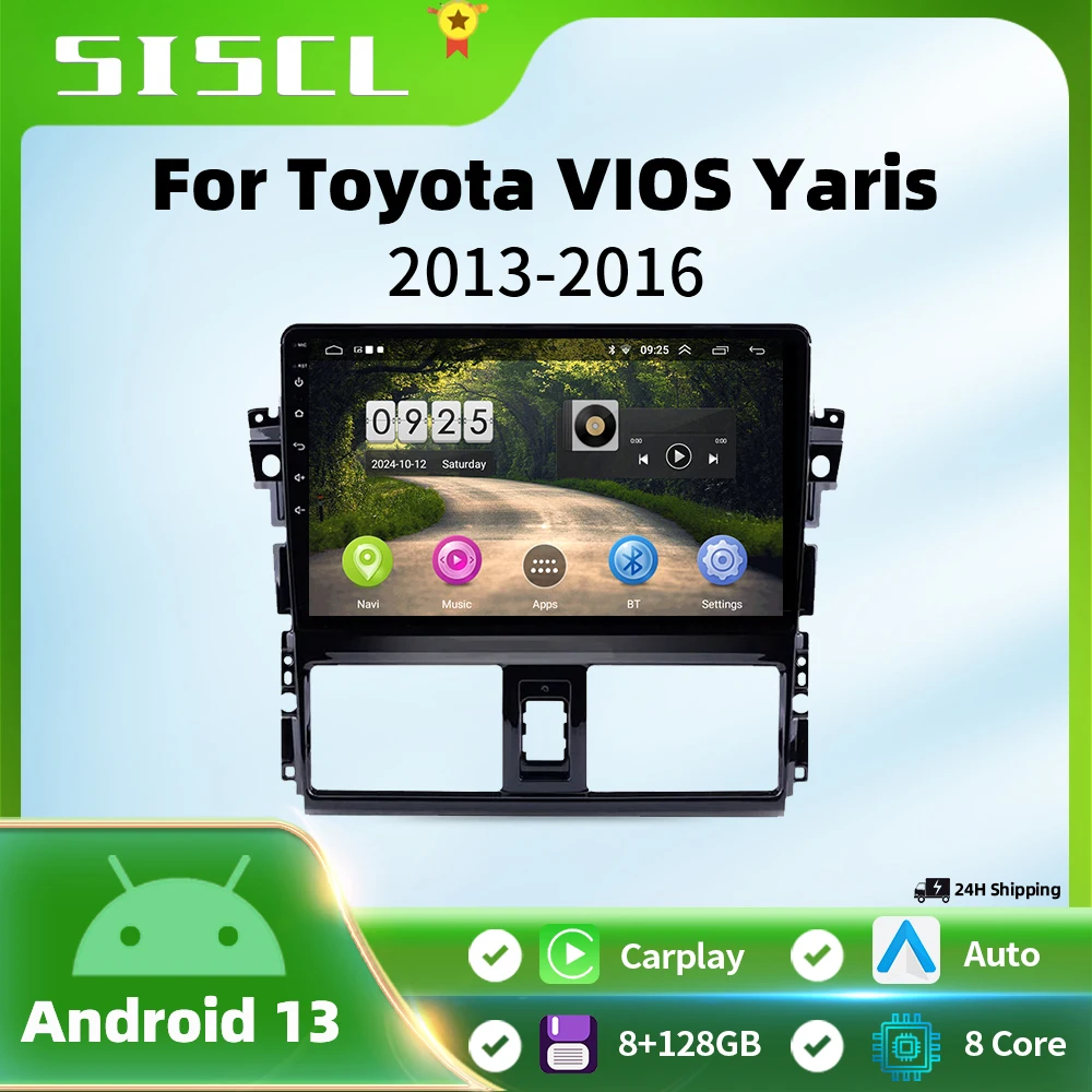 2 Din Android для Toyota Vios Yaris 2013 2014 2015 2016 Автомобильный радиоприемник Мультимедийный