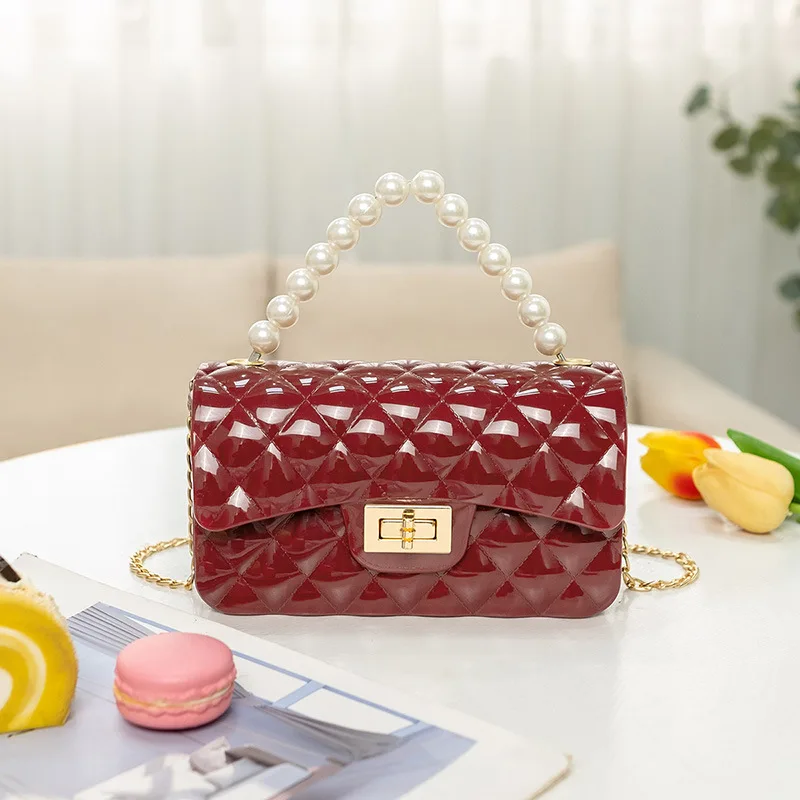 

Mini Jelly Bag Women Ladies Designers Crossbody Purses Parent-child Mother Girls Fashion Pearl Handle Handbags Chain Messenger