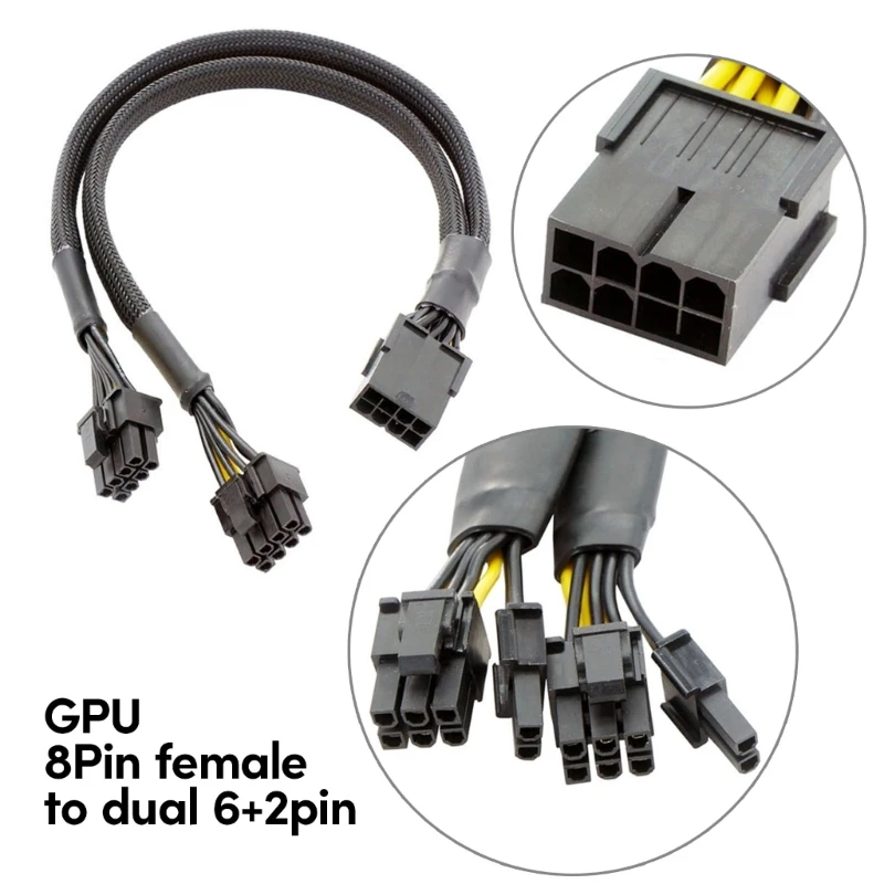

GPU PCIe 8Pin Female to 2X 8Pin (6+2) Male PCIExpress Адаптер питания графической карты 8P PCIE Удлинительный