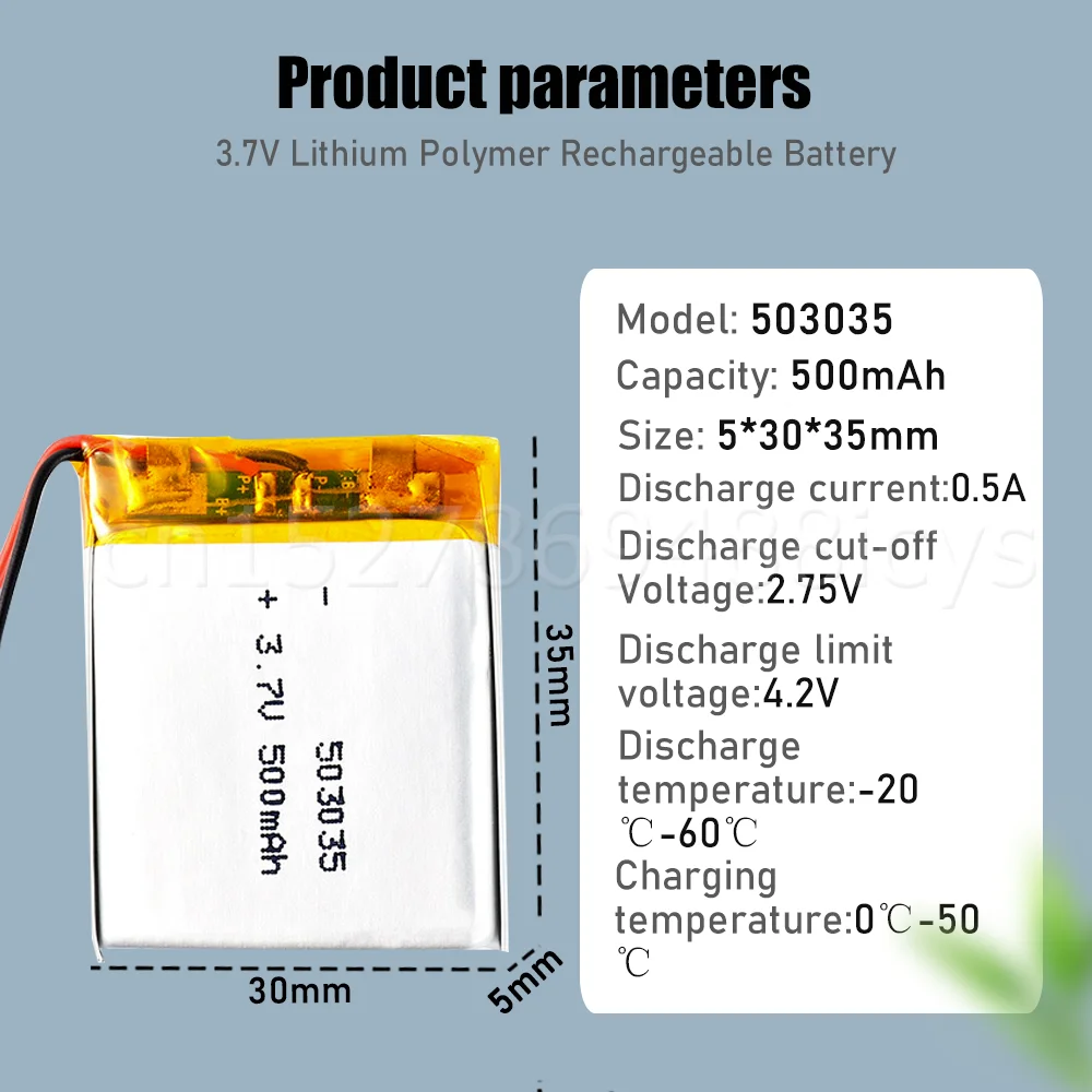 503035 500mAh 3 7 V литиевая полимерная аккумуляторная батарея для GPS MP3 MP4 DVD Bluetooth динамик