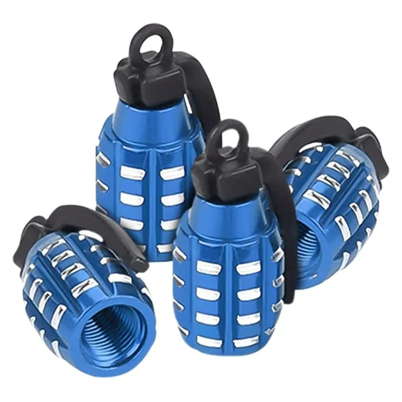 

4pcs Tire Valve Caps Grenade Styling Aluminum Alloy Fashion Car Motorcycles Bike Tyre Valve Dustproof Cover Tire Accessories