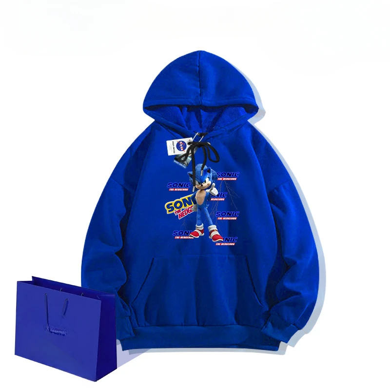 

Sonic The Hedgehog Cartoon Sweater New High-value Creative Peripheral Couple Trendy Brand Loose Shoulder Hooded Long-sleeved Top