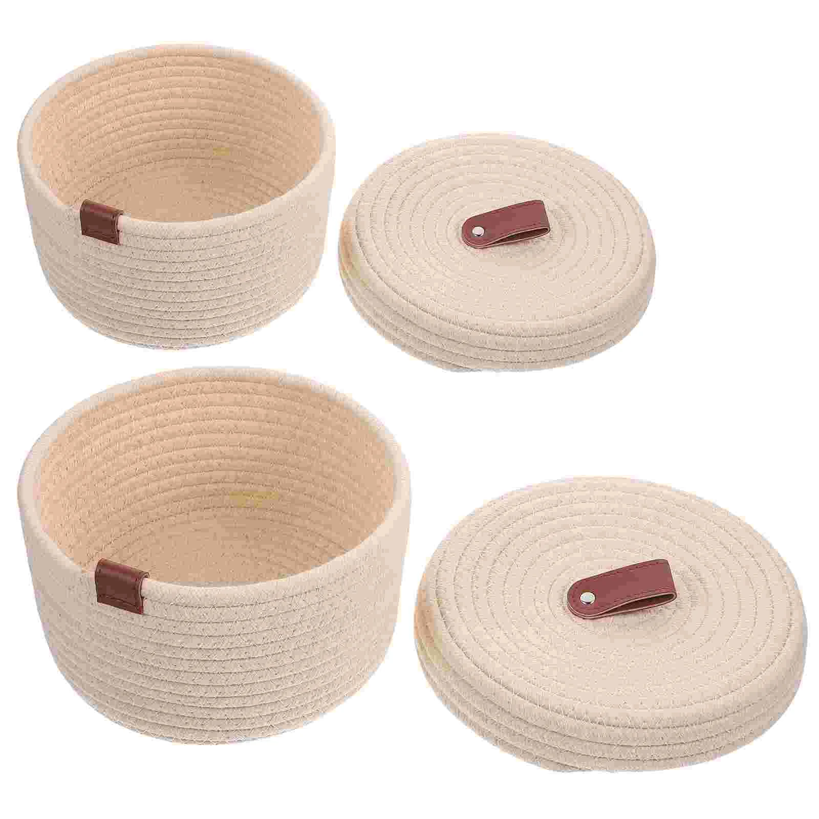 

2 Pcs Kids Hamper Woven Storage Basket Cotton Rope Baskets Bedroom Sundries Child