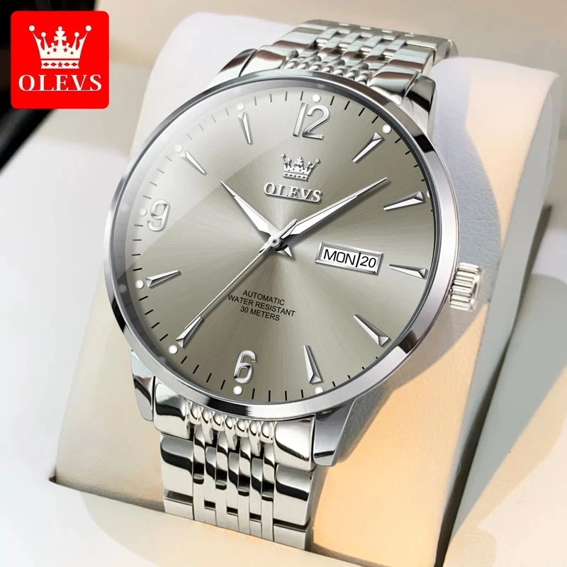 

OLEVS Luxury Mens Mechanical Watch Waterproof Luminous Stainless Steel Digital Dial Business Automatic Watch for Men Wrist watch