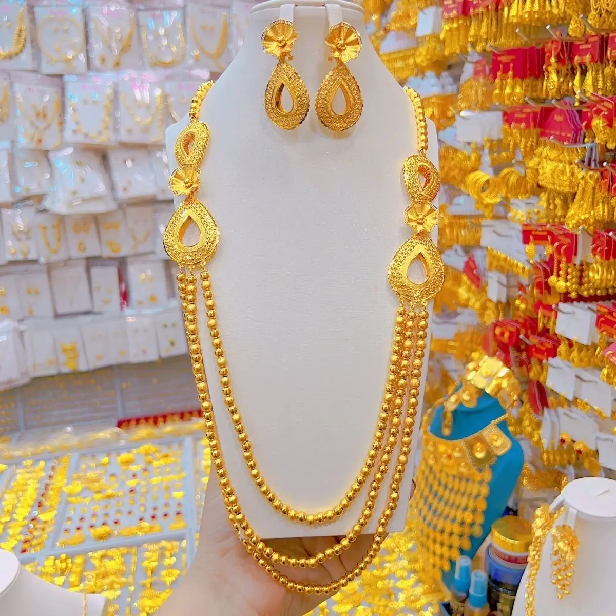 Новые позолоченные серьги-колье в Дубае для женщин комплект ювелирных изделий