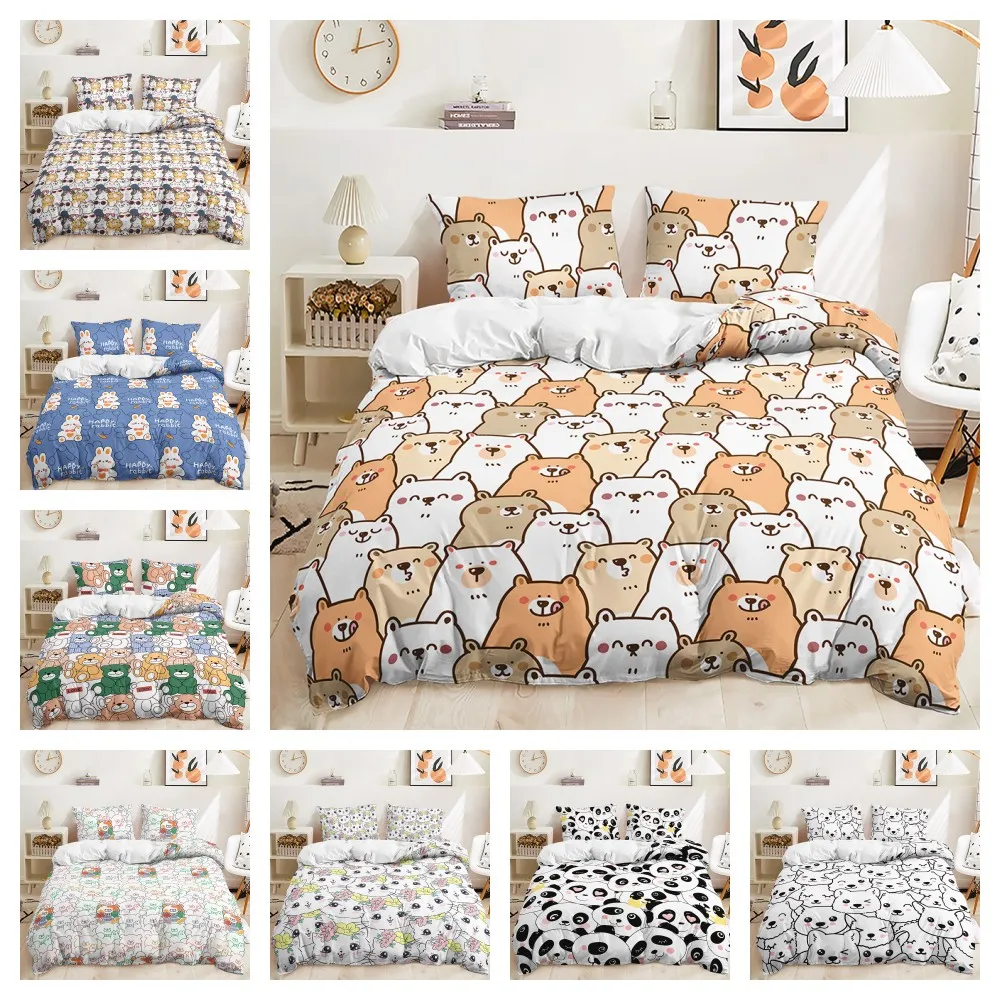 

3D high-definition illustration animal stacking panda set, 3-piece bedding, quilt set, oversized home textile, 4-piece set