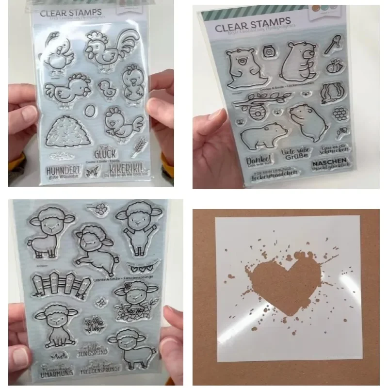 Курица овца свинья улыбка любовь металлические штампы силиконовые трафарет для