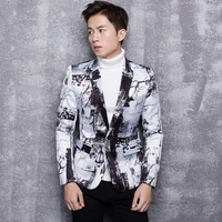 high quality mens new casual suit korean fashion trend mens evening dress host dress suit mens handsome slim one piece jacket