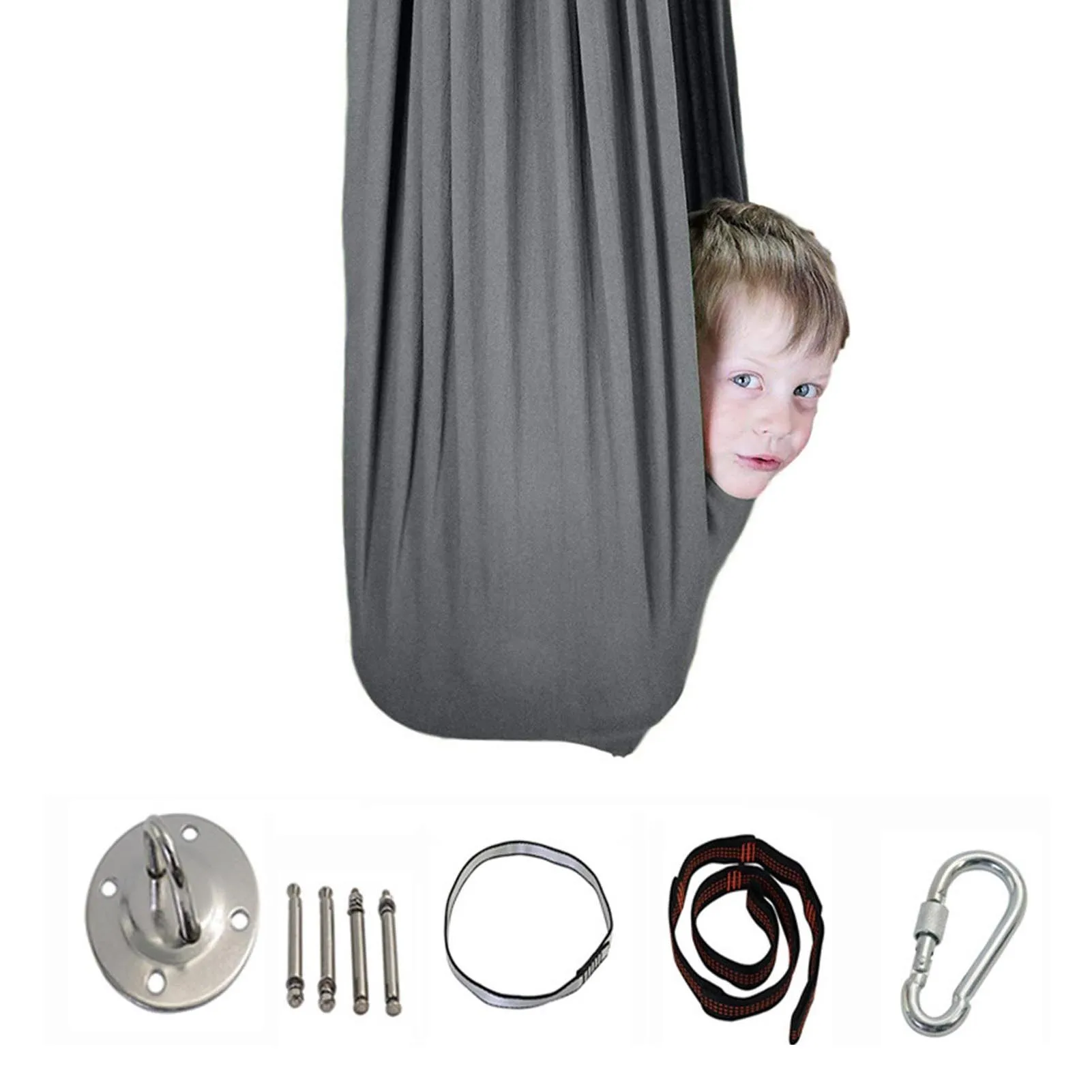 

Kids Cotton Swing Hammock For Autisms ADHD ADD Therapies Cuddle Up To 50kg Sensory Child Elastic Parcel Steady Seat Swing