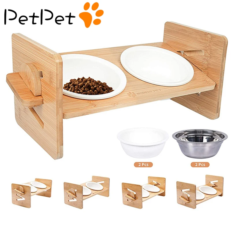 

Cat Food Bowls 15° Tilted Elevated Cat Food and Water Bowls Stress Free Pet Feeder Adjustable Heighs Ceramic Dog Feeding Dishes