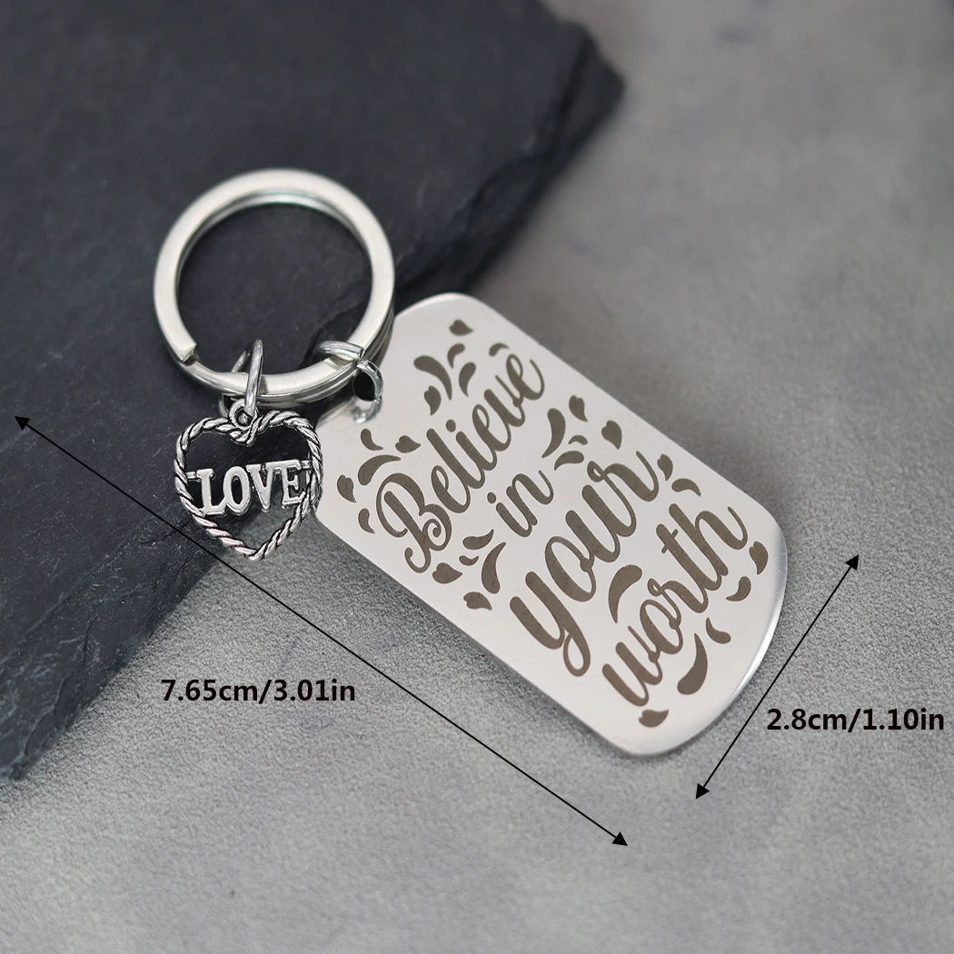 Брелок для ключей из нержавеющей стали с надписью Love Heart