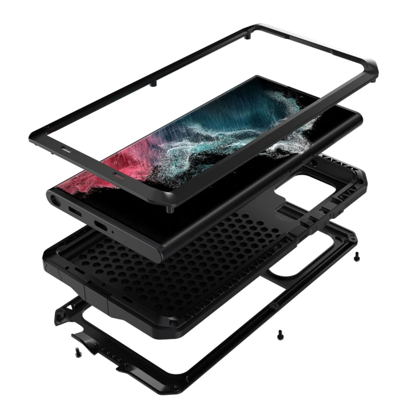 

Heavy Duty Protection Armor Metal phone Case for Samsung Galaxy S22 S21 S20 Ultra Note 20 10 Pro 9 8 S8 S9 S10 Plus S10e Cover