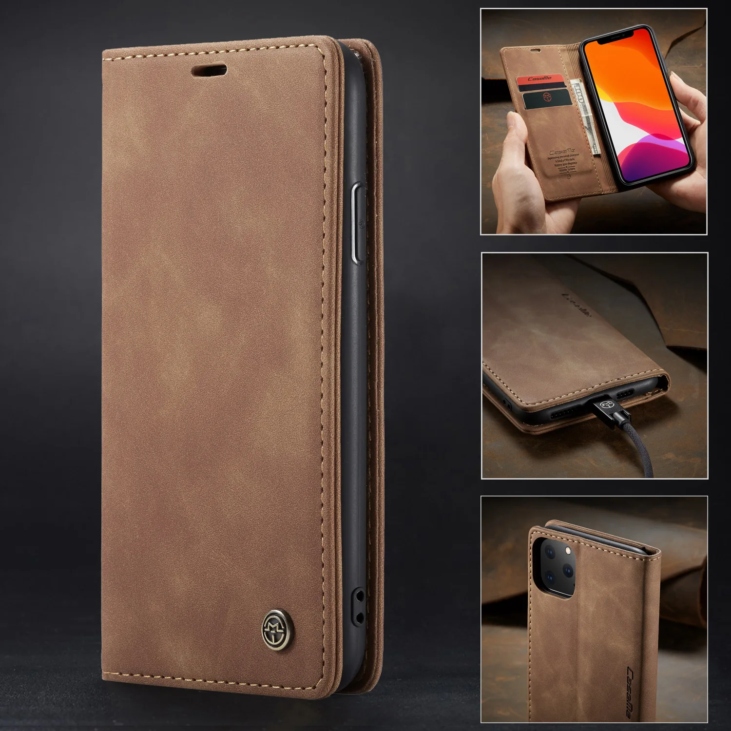 

Чехол-бумажник из искусственной кожи в стиле ретро для IPhone 6 6S 7 8 Plus X XS XR XSMax SE2020 11 12 13 14 Pro Mini ProMax