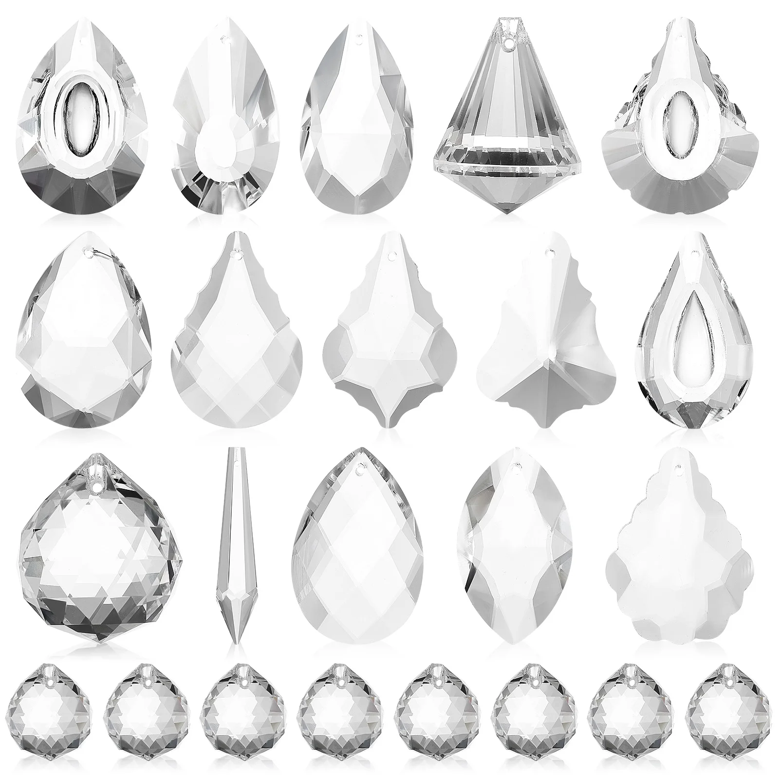 

23 Pcs Transparent Ornaments Different Shape Crystal Pendants Crystal Prisms Hanging Crystal Pendants