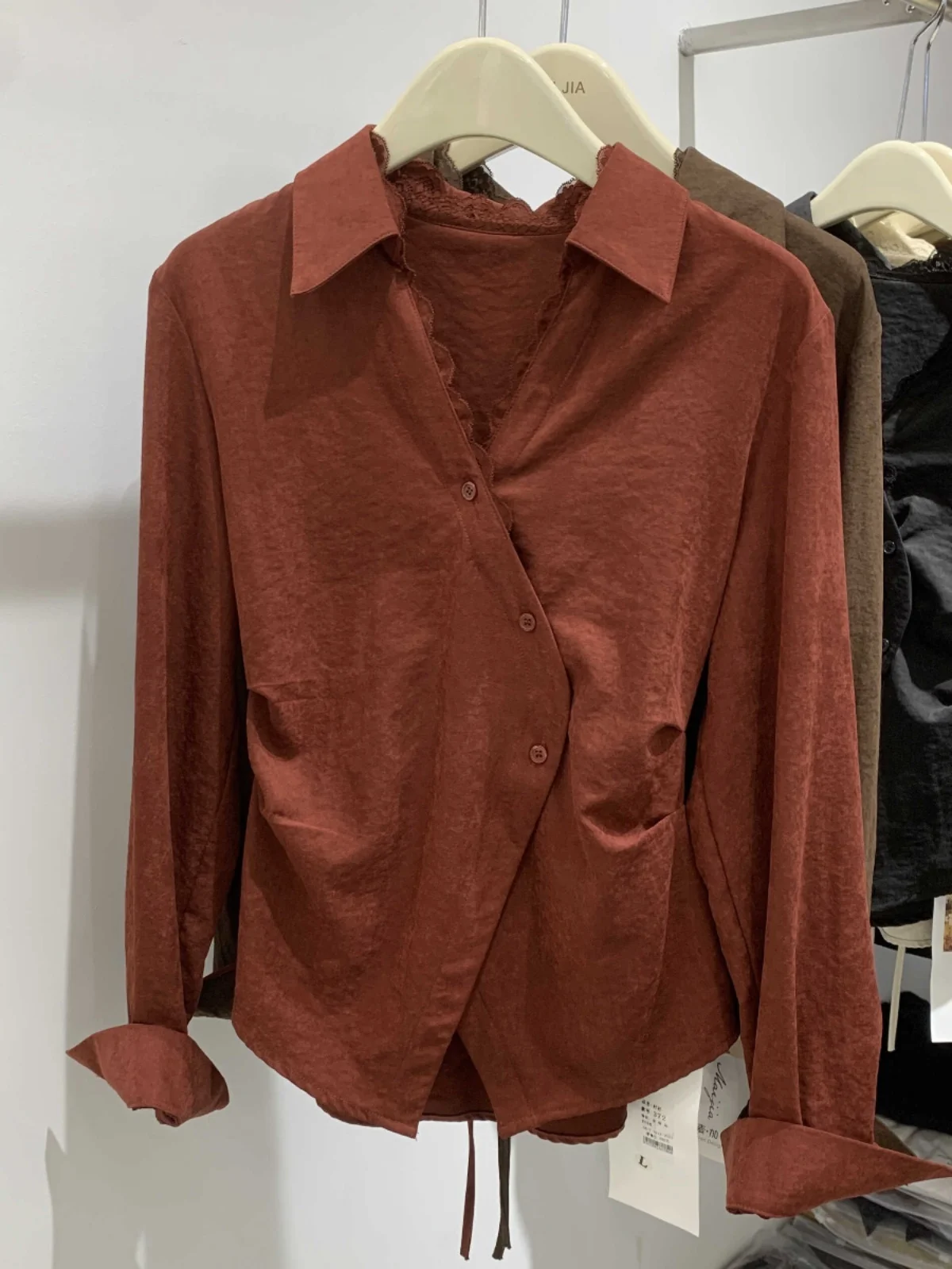 Кружевные бархатные рубашки облегающие талию верхняя одежда женская тонкая