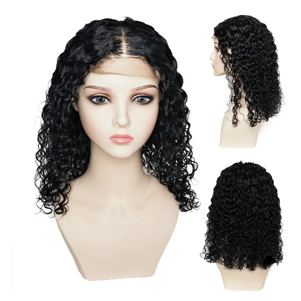 

Short Curly Bob Brazilian Human Hair Lace Front Wigs 13x4 Lace Frontal 4x4 Closure Water Wave Wig For Black Women Kisshair