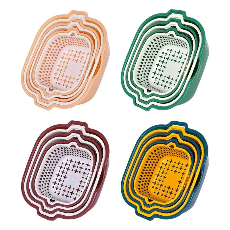 

6 Pieces Multifunctional Drain Basket Fruit And Vegetable Washing Basket Kitchen Drainers Supply Kitchen Gadget And Accessories