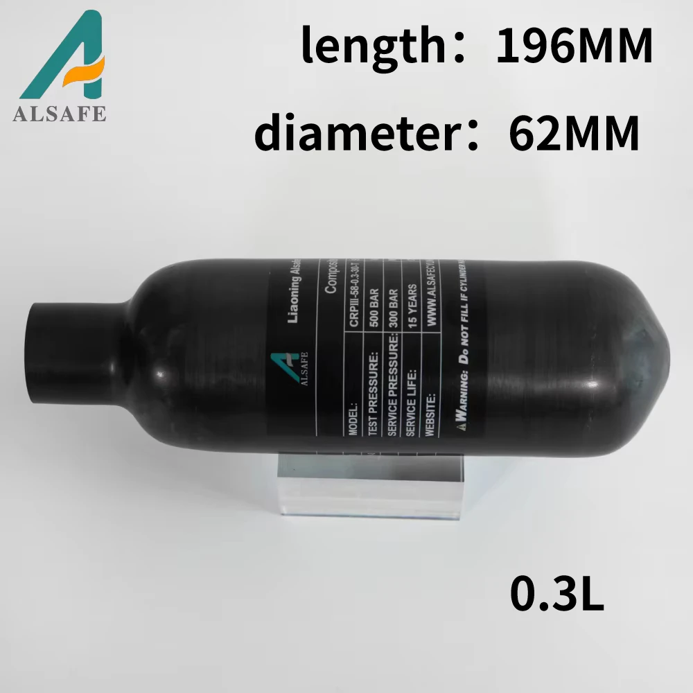 Фото Alsafe 4500Psi 300Bar 30Mpa 0,3L 300cc Цилиндр из углеродного волокна Бак высокого давления HPA Цилиндр Дайвинг Подводное плавание M18 * 1,5 №1