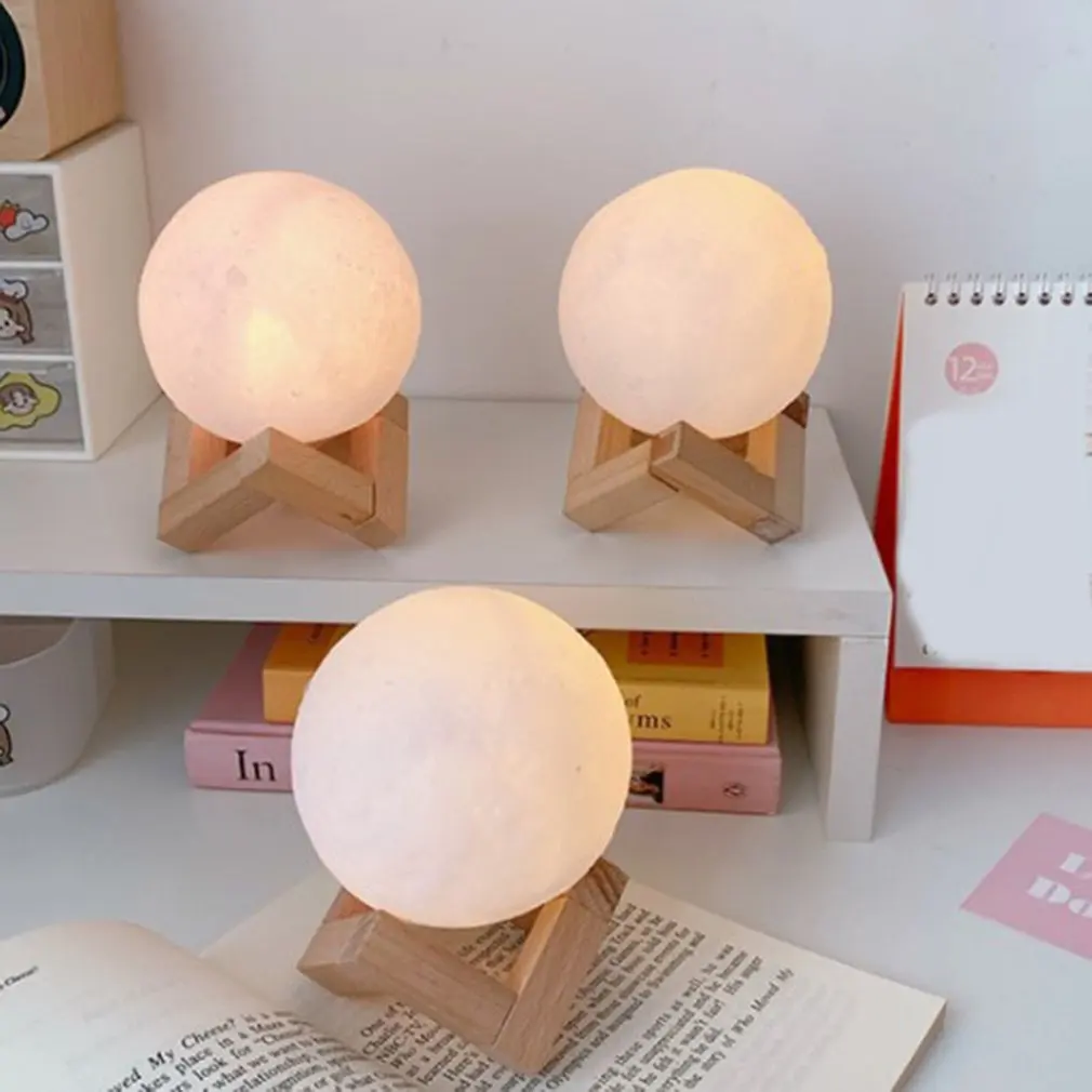 2021 new 8cm home furnishings moon night light with stand electronic model bedroom dormitory light decoration gifts dropshipping free global shipping