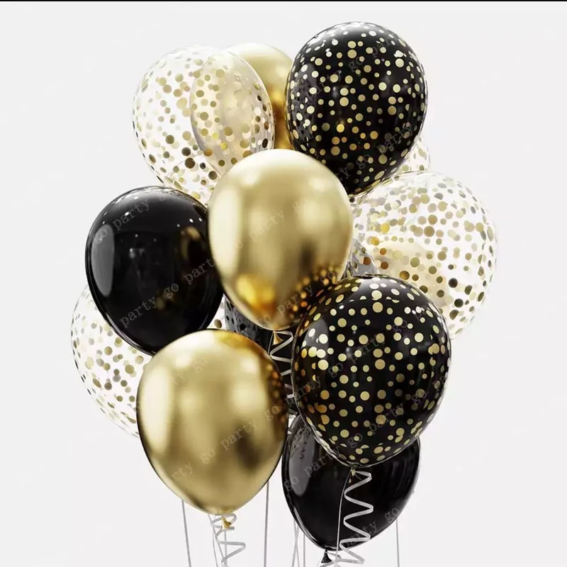 

12 Pieces 12 Inch Gold Black Latex Balloons Adult Kids Baby Shower Birthday Party Decorations Helium Balloons Home Goods